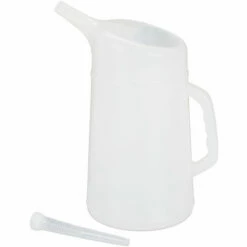 Relaxdays Ölkanne 5 L, Flexibler Einfüllstutzen, Ölmessbecher, Skala, Ölwechsel, Bruchsicher, Auto, Werkstatt, PE, Weiß