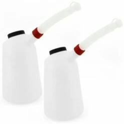 YATO 2x Ölkanne 3 Liter Set Behälter Flexibler Ausgießer Füllkanne Kunststoff Weiß