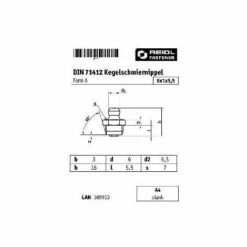 SONSTIGE DIN 71412 Kegel-Schmiernippel M 6 X 1 X 5,5, Form A, A4 Blank -Pflege von Motorwerkzeugen Verkäufe 30596474 4