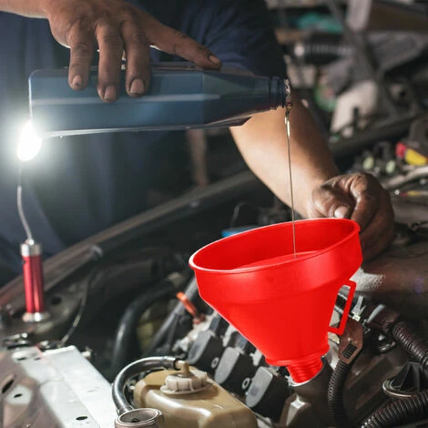 Relaxdays Trichter Set, 5 Größen, Universaltrichter Mit Schlauch Und Sieb, Als Auto Öltrichter Und Küchentrichter, Rot 6 Relaxdays Trichter Set, 5 Größen, Universaltrichter Mit Schlauch Und Sieb, Als Auto Öltrichter Und Küchentrichter, Rot – Bild 4