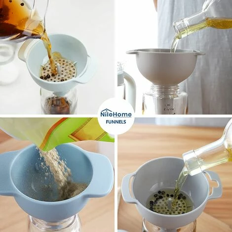 THSINDE Küchentrichter-Set Mit 3 Lebensmittelqualität PP Kunststoff Trichter Verschachtelte Trichter Mit Griff Abnehmbarer Siebfilter Zum Umfüllen Von Flüssigen Flüssigkeiten, Trockenen Zutaten Und Pulver 6 THSINDE Küchentrichter-Set Mit 3 Lebensmittelqualität PP Kunststoff Trichter Verschachtelte Trichter Mit Griff Abnehmbarer Siebfilter Zum Umfüllen Von Flüssigen Flüssigkeiten, Trockenen Zutaten Und Pulver – Bild 4