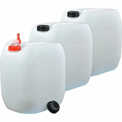 PLASTEO 3er Set: 30 Liter Getränke U.Trinkwasserkanister Wassertank Behälter Natur Mit 1 Hahn Und 3 Schraubdeckel (DIN 61) | Lebensmittelecht | Tragbar | Indoor Und Outdoor | BPA Frei 3 PLASTEO 3er Set: 30 Liter Getränke U.Trinkwasserkanister Wassertank Behälter Natur Mit 1 Hahn Und 3 Schraubdeckel (DIN 61) | Lebensmittelecht | Tragbar | Indoor Und Outdoor | BPA Frei