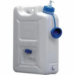 Hünersdorff Wasserkanister 22 L HDPE Mit Ablasshahn + Pumpspender H495x165xT350mm