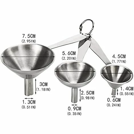 DEVENIRRICHE Trichter-Set Aus Edelstahl, 3 Trichter Für Küchensiebe, Kleiner Stapelbarer Trichter Zum Übertragen Von Flüssigkeiten Und Pulvern (2,95/2,16/1,77 Zoll) 7 DEVENIRRICHE Trichter-Set Aus Edelstahl, 3 Trichter Für Küchensiebe, Kleiner Stapelbarer Trichter Zum Übertragen Von Flüssigkeiten Und Pulvern (2,95/2,16/1,77 Zoll) – Bild 5