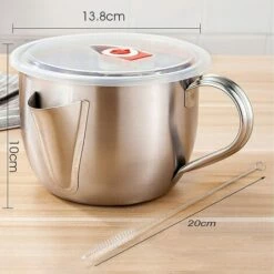 DEVENIRRICHE Fettabscheider Für Saucenvorratssieb Edelstahl Ölabscheider Schüssel Küchensiebe Fettfilter Abscheider Schüssel Fettabscheider Mit Deckel, Bürste, 1000 Ml -Pflege von Motorwerkzeugen Verkäufe 66994731 5