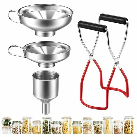 DEVENIRRICHE Küchentrichter-Set, 4-teiliger Küchenfiltertrichter Edelstahltrichter, Clips Gläser Marmeladentrichter Zum Übertragen Von Flüssigkeiten, ätherischen Ölen, Pulver 3 DEVENIRRICHE Küchentrichter-Set, 4-teiliger Küchenfiltertrichter Edelstahltrichter, Clips Gläser Marmeladentrichter Zum Übertragen Von Flüssigkeiten, ätherischen Ölen, Pulver